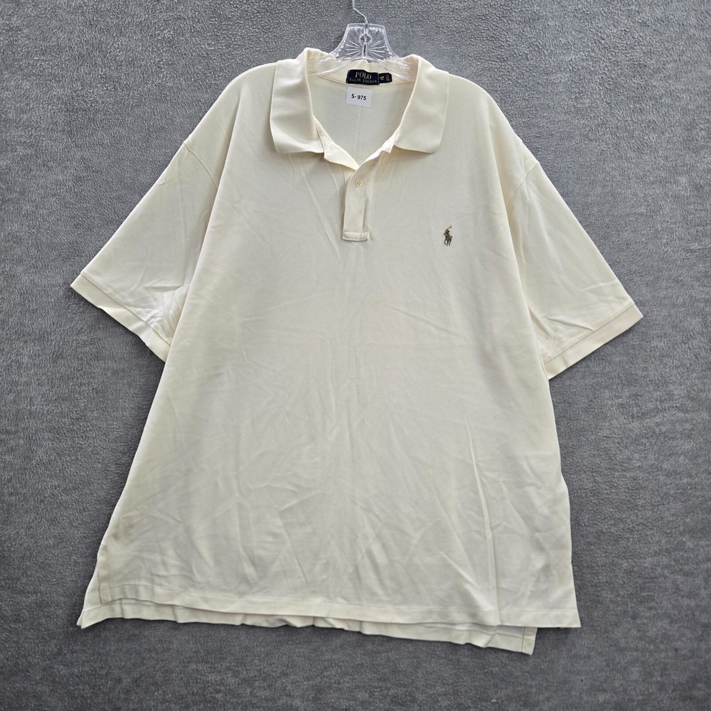 Polo Ralph Lauren Men Polo Shirt 3XB Yellow Logo Short Sleeve Collar READ